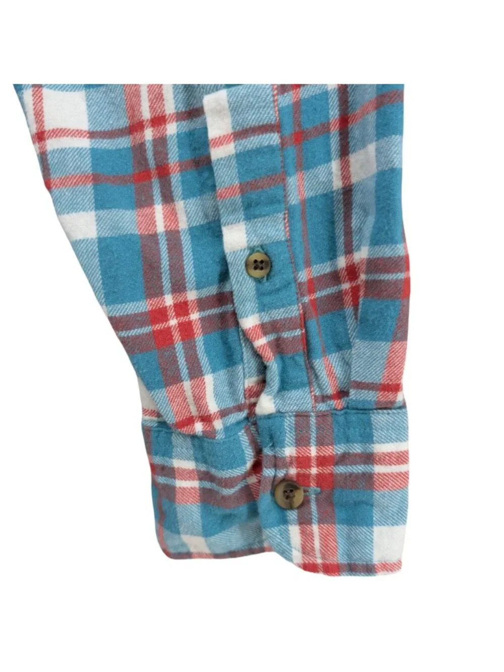 J.CREW Plaid Flannel Shirt Mens Aqua Blue Red Long Sleeve Button Down Size L